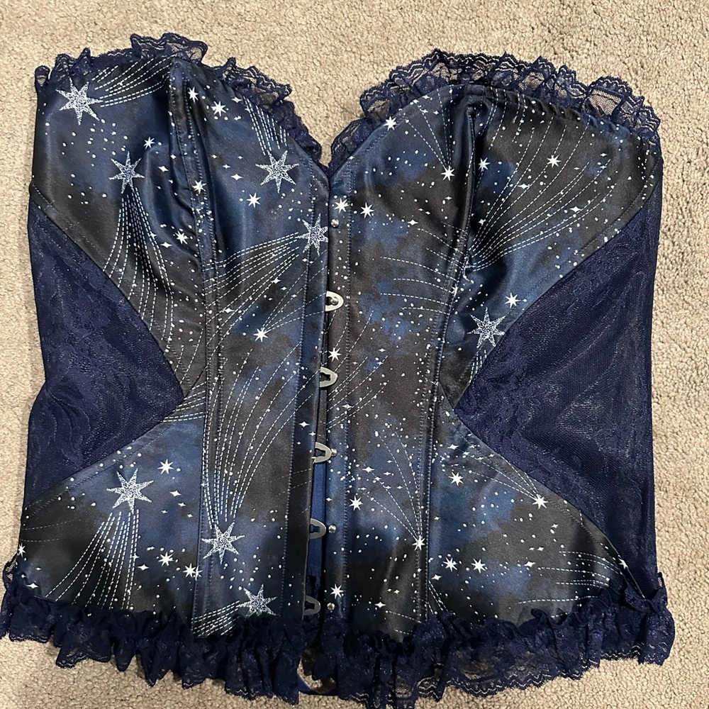 NWT AdoreMe Starry Night Corset Top and Thong XL